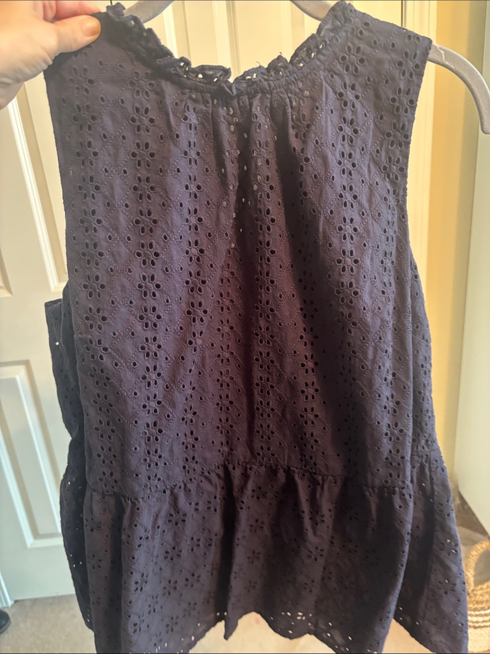 LOFT Navy Eyelet Sleeveless Tank